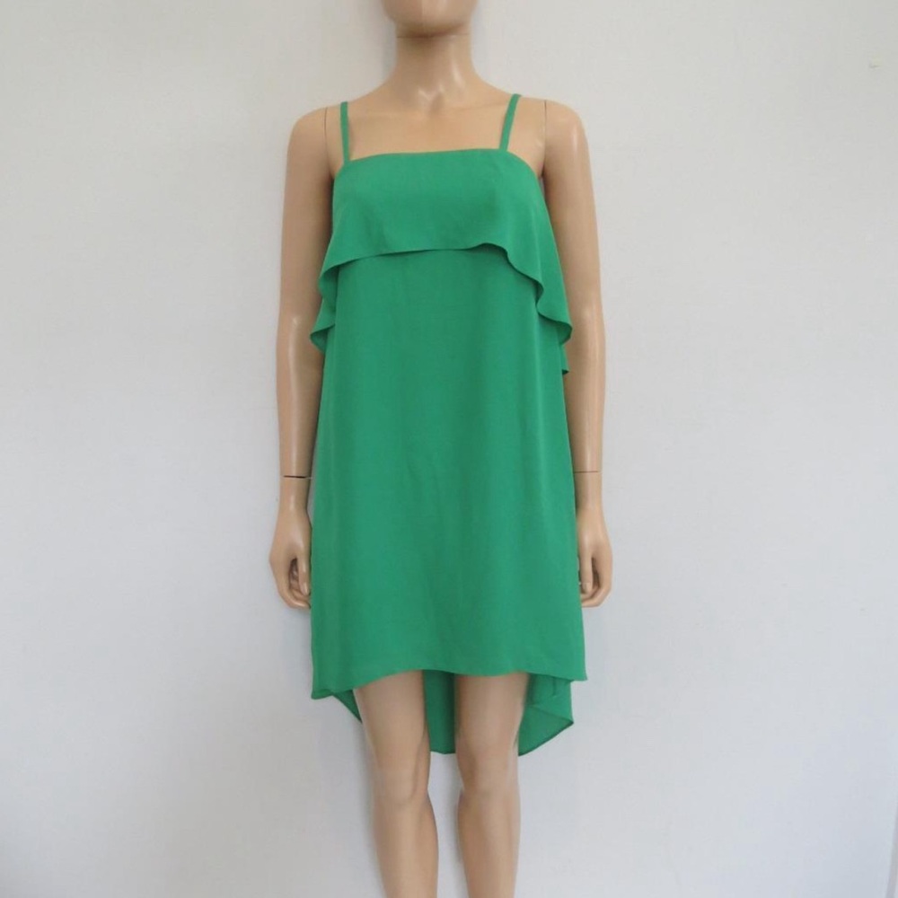 Alice & Olivia Green Spaghetti Strap Ruffle Slip Dress Size XS